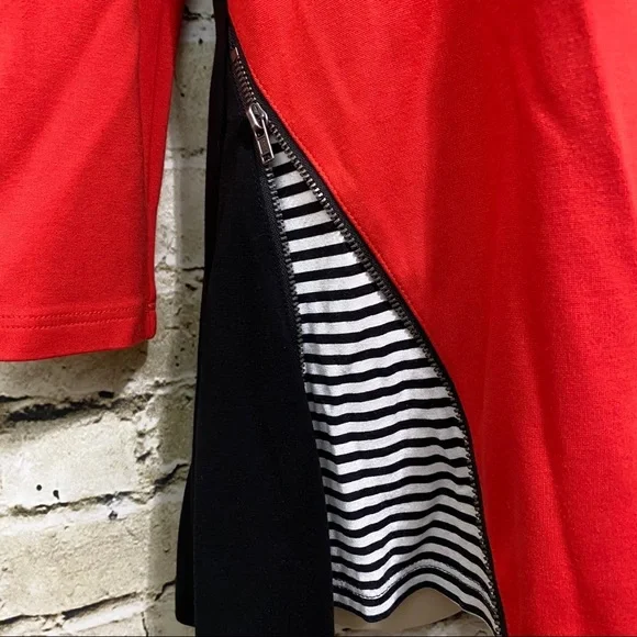 Lynn Ritchie Orange Exposed Zipper 3/4 Sleeve Top - Picture 2 of 5